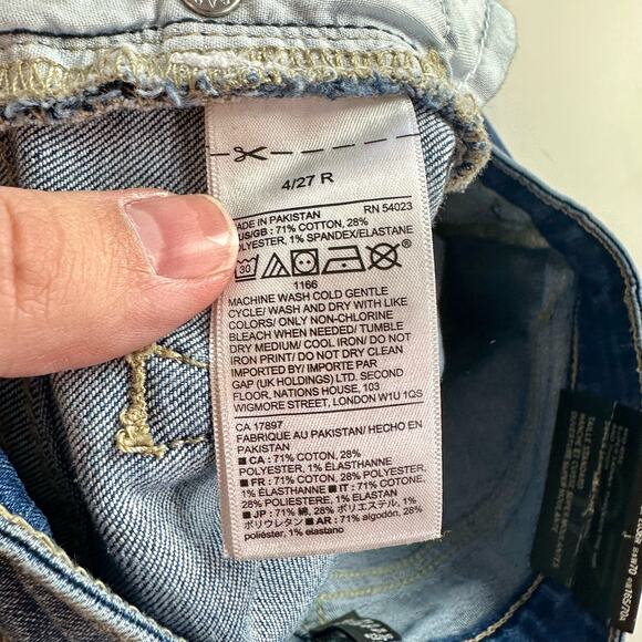 GAP Factory NWT Women's 4 27R Mid Rise Distressed Blue Stretch Jeggings - Picture 5 of 10